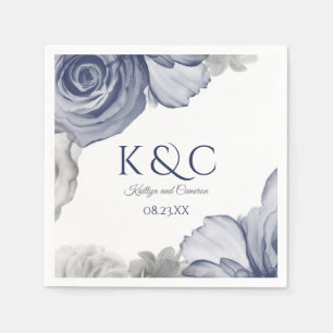 Serviette En Papier Napkins mariage   Bouquet d'aquarelle (bleu marine