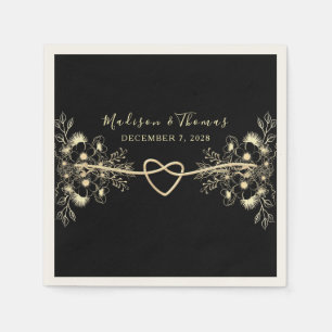 Serviette En Papier Napkins Mariage en or noir