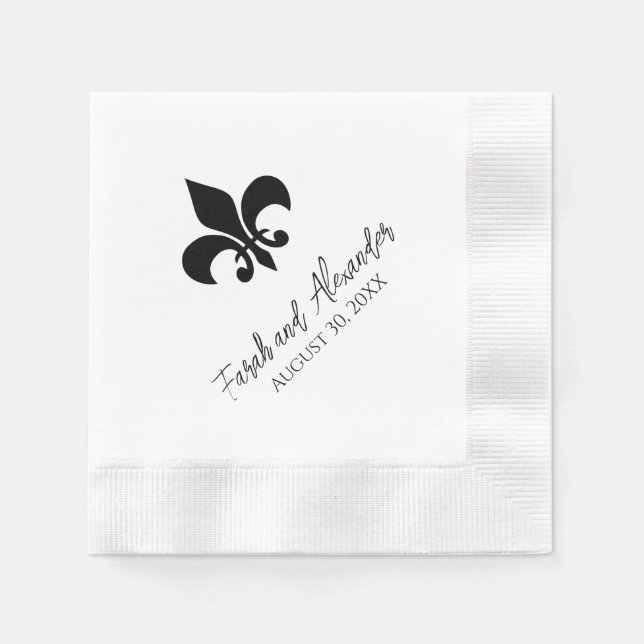 Serviette En Papier Napkins Mariage Fleur de Lis (Devant)
