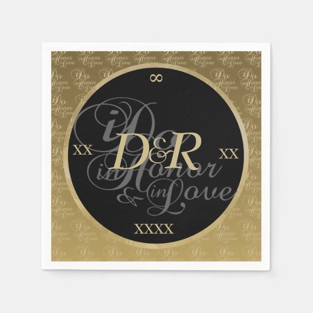 Serviette En Papier Napkins mariage Monogramme (Devant)