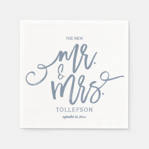Serviette En Papier Napkins mariage   Script de brosse (bleu foncé)
