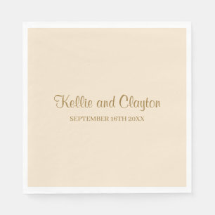 Serviette En Papier Napkins Mariage simple Champagne