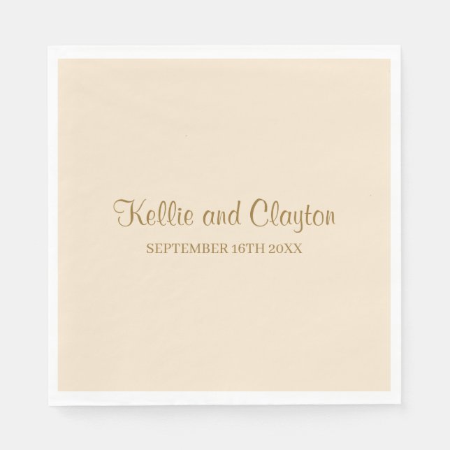 Serviette En Papier Napkins Mariage simple Champagne (Devant)
