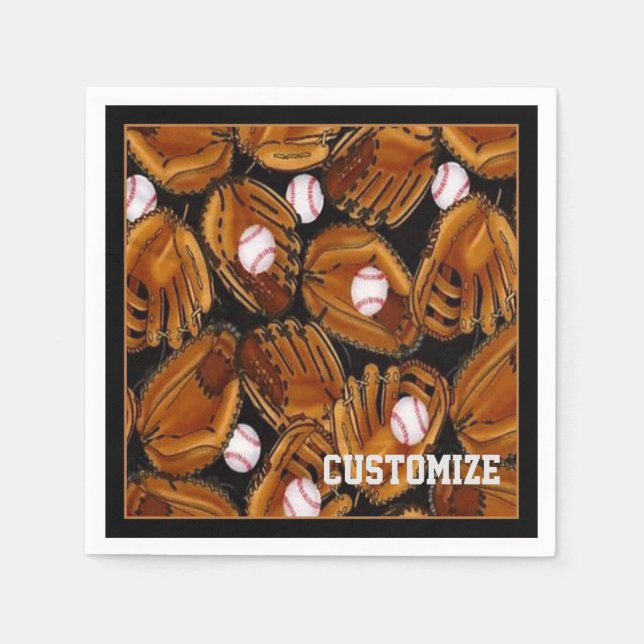 Serviette En Papier Napkins Motif de baseball Mitts (Devant)