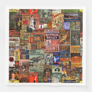 Serviette En Papier Napkins poster vintage ou papier découpage