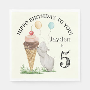 Serviette En Papier Napkins pour anniversaire d'hippo