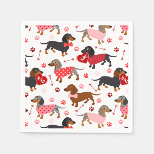 Serviette En Papier Napkins Valentine Dachshund