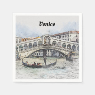 Serviette En Papier Napkins Venice Italie Party