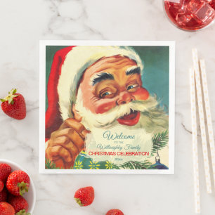 Serviette En Papier Napkins Vintage Jolly Santa Claus Face
