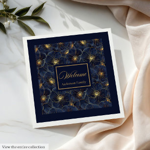 Serviette En Papier Naples à fleurs d'or Marine Style Monogramme moder