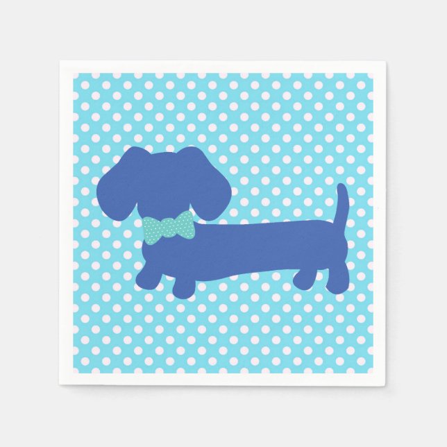 Serviette En Papier Naples Blue Dachshund Wiener Dog Party (Devant)