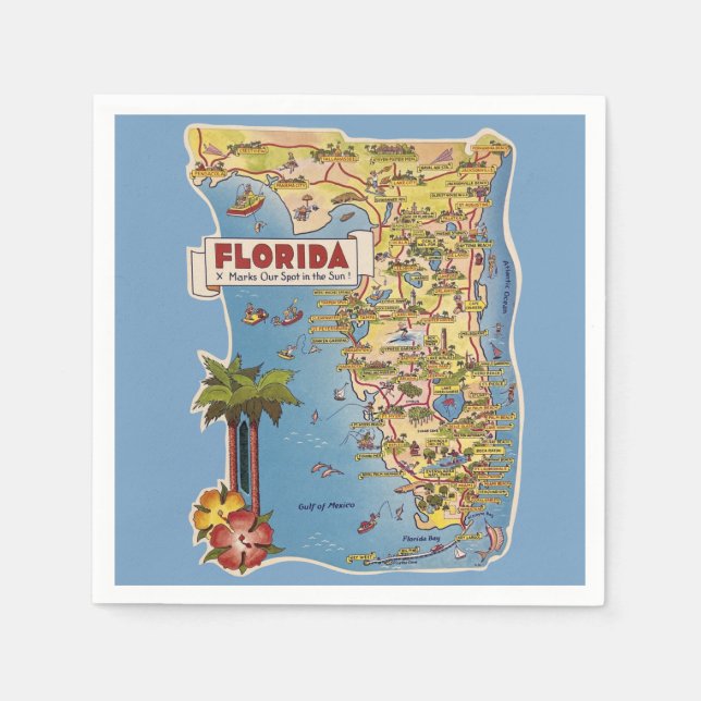 Serviette En Papier Naples Carte Floride (Devant)