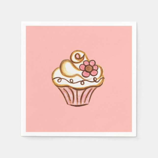 Serviette En Papier Naples Cupcake rose (Devant)