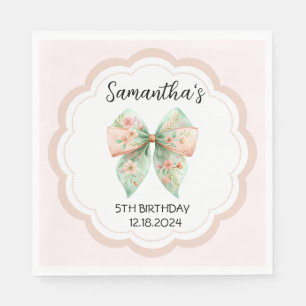 Serviette En Papier Naples d'anniversaire Floral Bow