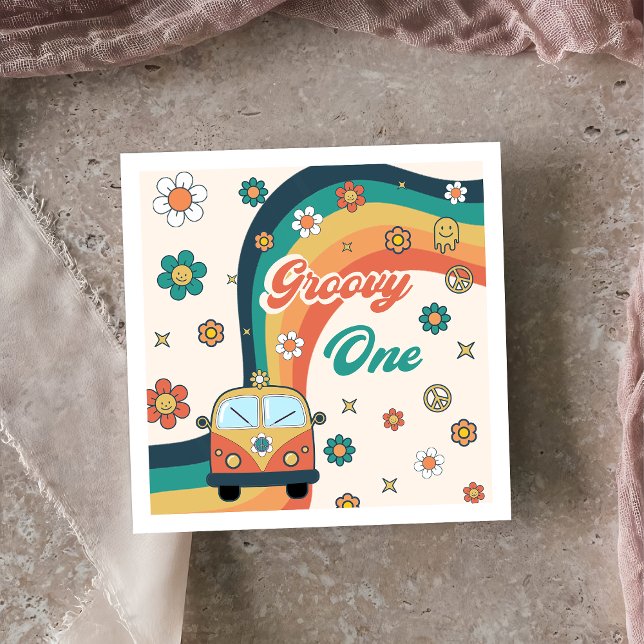 Serviette En Papier Naples d'anniversaire Retro super Rainbow (Créateur téléchargé)