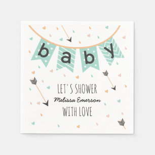 Serviette En Papier Naples de Baby showers tribus Menthe neutre