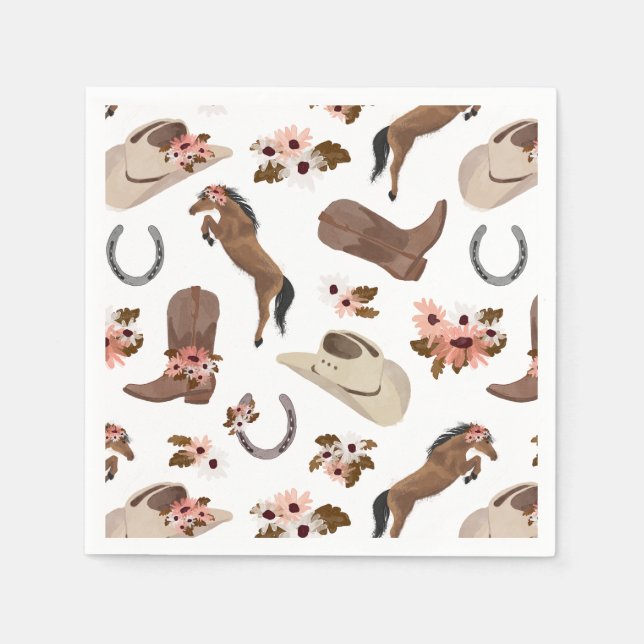 Serviette En Papier Naples de campagne et florales (Devant)