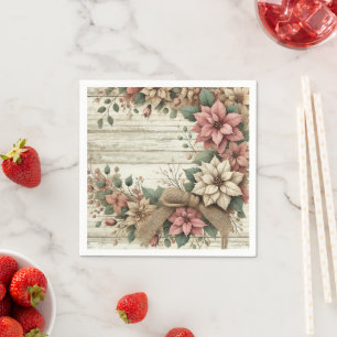 Serviette En Papier Naples de découpage vintage Poinsettia Garland