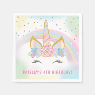 Serviette En Papier Naples de fête d'anniversaire de la licorne
