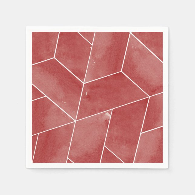 Serviette En Papier Naples de Gala géométriques rouges (Devant)