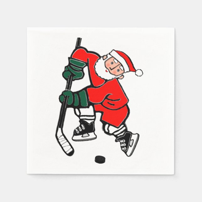 Serviette En Papier Naples de hockey de Noël (Devant)