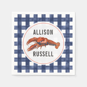 Serviette En Papier Naples de Mariage de homard En vichy bleu