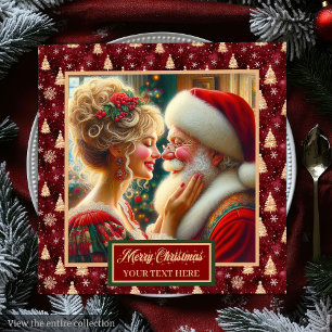 Serviette En Papier Naples de Noël Rouge Or Vert Père Noël
