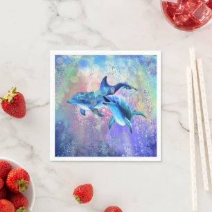 Serviette En Papier Naples Dolphin Couple Joyeux Famille