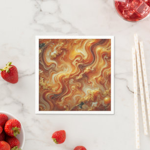 Serviette En Papier Naples en marbre d'automne Gold & Orange Découpage