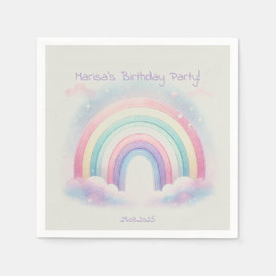 Serviette En Papier Naples en papier arc-en-ciel Pastel - fête d'anniv
