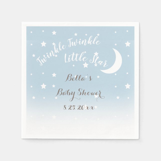 Serviette En Papier Naples en papier bleu Little Star Twinkle (Devant)