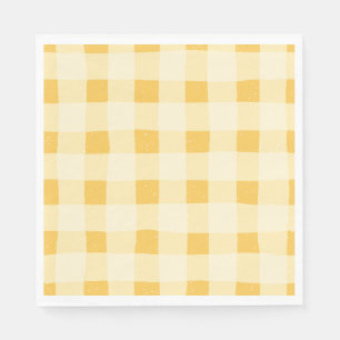 Serviette En Papier Naples en papier En vichy jaune