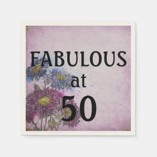Serviette En Papier Naples Floral 50 et Fab Anniversaire