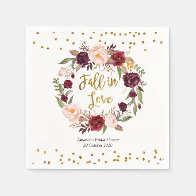 Serviette En Papier Naples Floral Burgundy Marsala Paper Party (Devant)