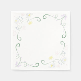 Serviette En Papier Naples Florales d'aquarelle simple