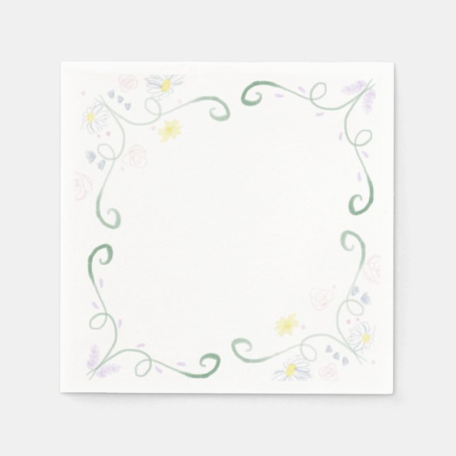 Serviette En Papier Naples Florales d'aquarelle simple (Devant)
