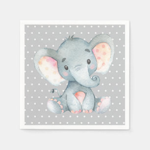 Serviette En Papier Naples gris Baby shower éléphant