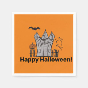 Serviette En Papier Naples Halloween en papier orange