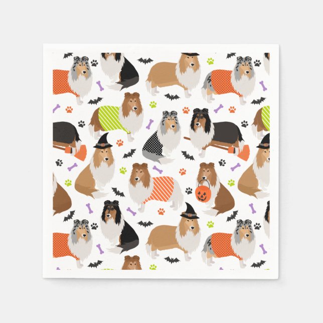 Serviette En Papier Naples Halloween Rough Collie (Devant)