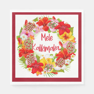Serviette En Papier Naples Hawaiian Mele Kalikimaka Wreath Paper