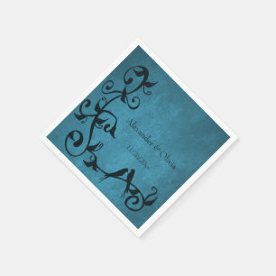 Serviette En Papier Naples Mariage Lovebirds bleu