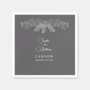 Serviette En Papier Naples Mariage simple Gris Art Eucalyptus