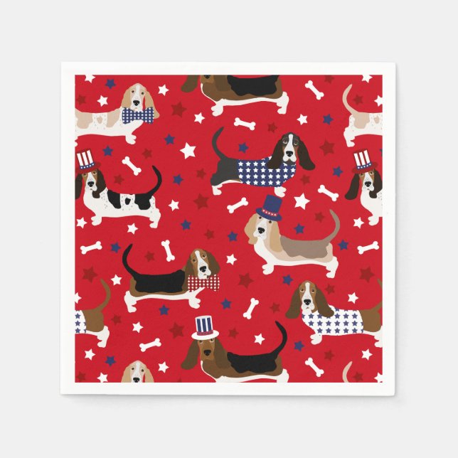 Serviette En Papier Naples Patriotique Basset Hound (Devant)