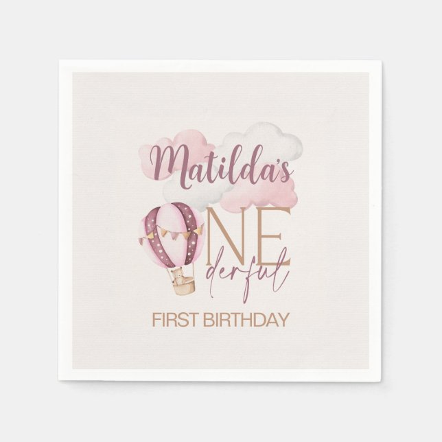Serviette En Papier Naples personnalisées ONEderful 1st Birthday Paper (Devant)