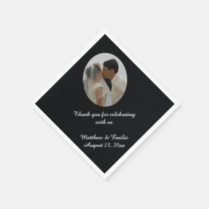 Serviette En Papier Naples photo Mariage personnalisées en noir
