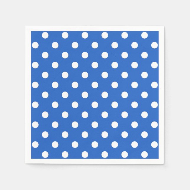 Serviette En Papier Naples Pois bleues et blanches (Devant)