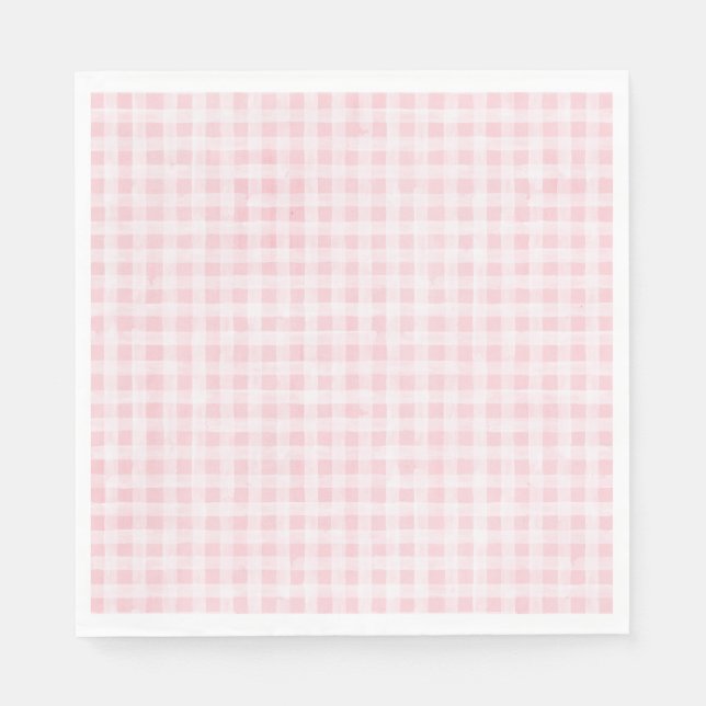 Serviette En Papier Naples Rose En vichy Party (Devant)