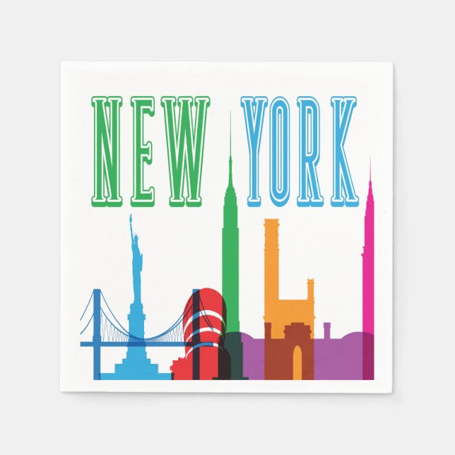 Serviette En Papier Naples Skyline de New York (Devant)