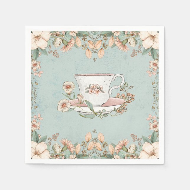 Serviette En Papier Naples Tea Party fleur sauvage (Devant)