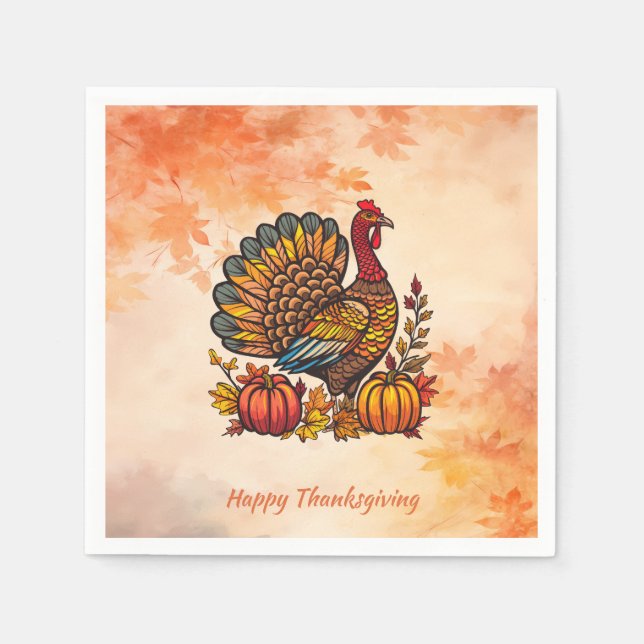 Serviette En Papier Naples Thanksgiving Traditionnelles (Devant)